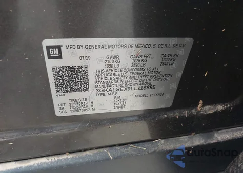 2020 GMC Terrain Fwd Denali z USA, uszkodzony, nr VIN 3GKALSEX9LL118895